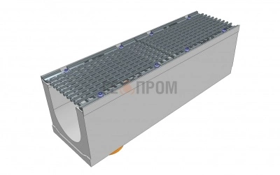 лоток водоотводный бетонный super dn300 h=410 с решеткой чугунной вч (комплект) кл. d400 с вертикальным водосливом
